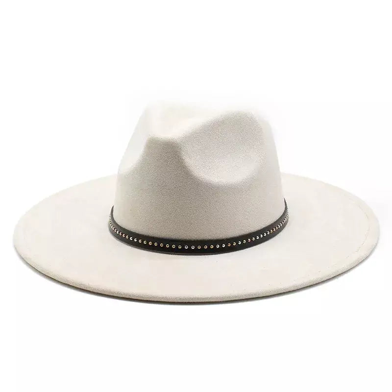 Garret Wide Brim Fedora Hat – Vegan Suede Adjustable Statement Hat