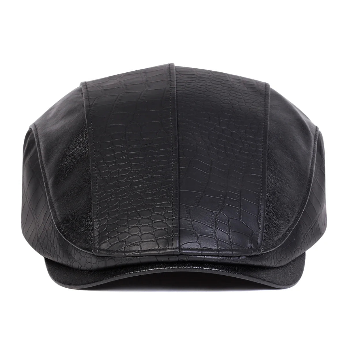 Georgetown Leather Scales Flat Cap - Vegan Leather Flat Cap With Scales Pattern Detail