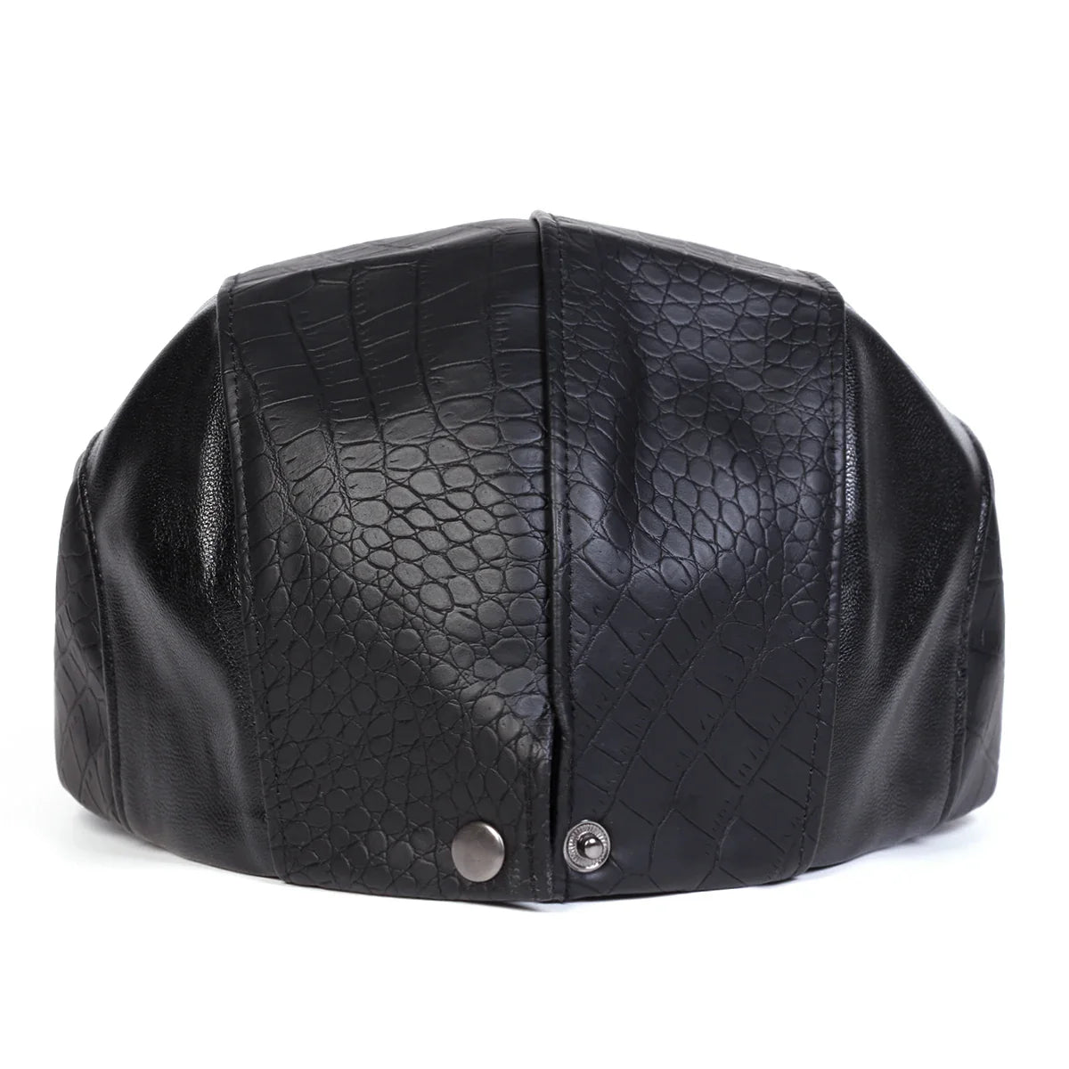 Georgetown Leather Scales Flat Cap - Vegan Leather Flat Cap With Scales Pattern Detail