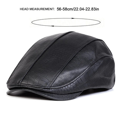 Georgetown Leather Scales Flat Cap - Vegan Leather Flat Cap With Scales Pattern Detail