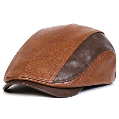 Georgetown Leather Scales Flat Cap - Vegan Leather Flat Cap With Scales Pattern Detail