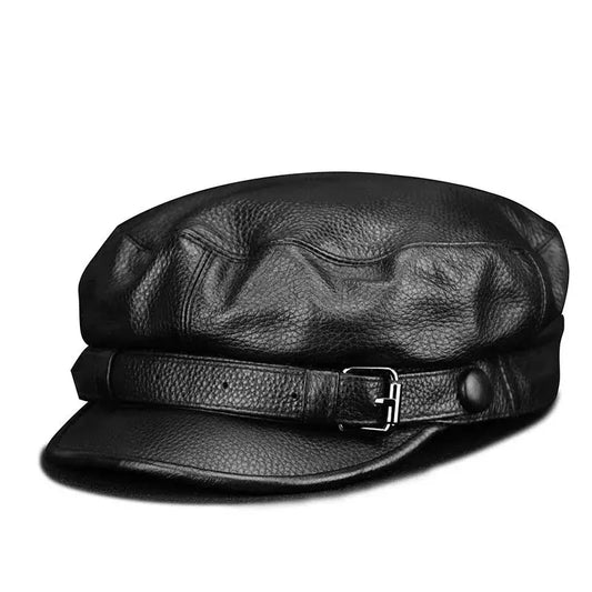 Gilbert Genuine Leather Sailor Cap - Classic Cowhide Cap For Casual And Smart Looks