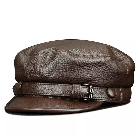 Gilbert Genuine Leather Sailor Cap - Classic Cowhide Cap For Casual And Smart Looks