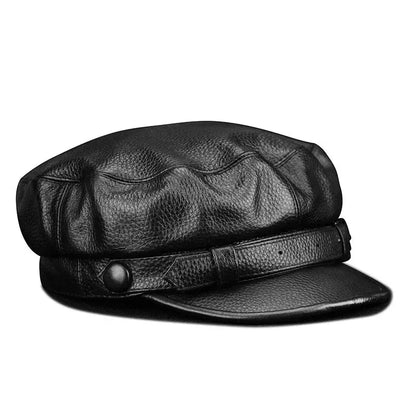 Gilbert Genuine Leather Sailor Cap - Classic Cowhide Cap For Casual And Smart Looks