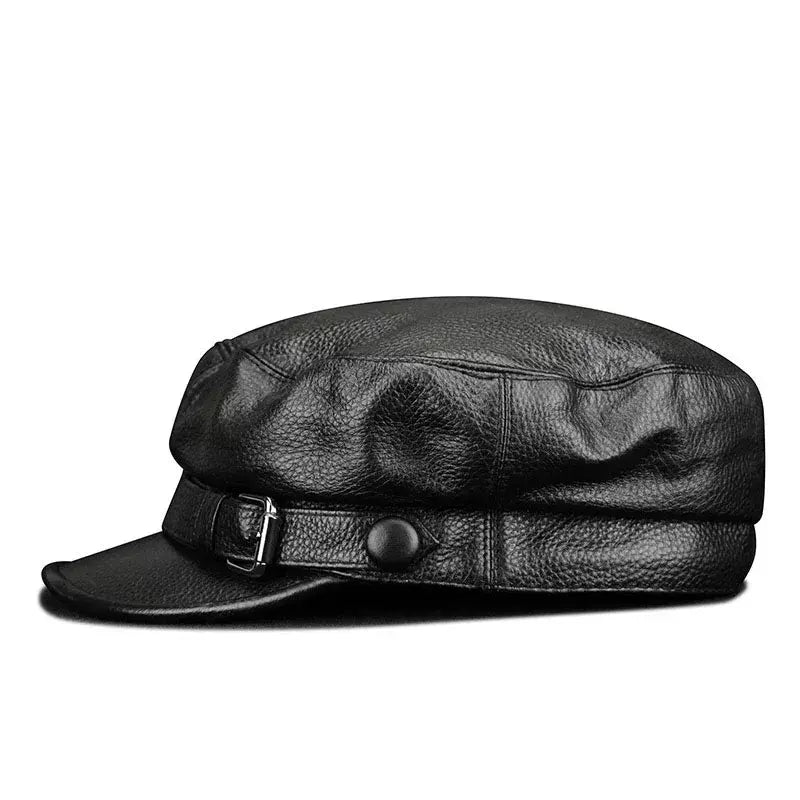 Gilbert Genuine Leather Sailor Cap - Classic Cowhide Cap For Casual And Smart Looks