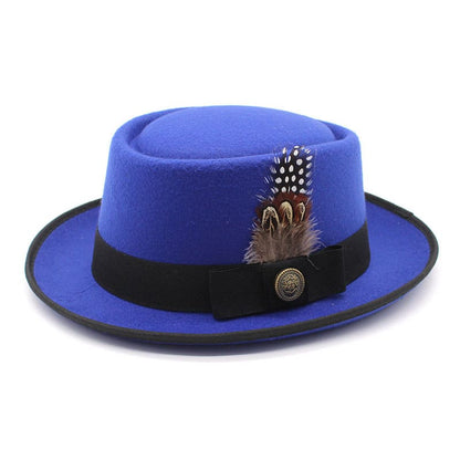 Giovanni Feather Porkpie Hat - Timeless Porkpie Silhouette With Wool And Cotton Blend