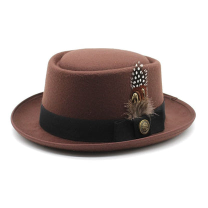 Giovanni Feather Porkpie Hat - Timeless Porkpie Silhouette With Wool And Cotton Blend