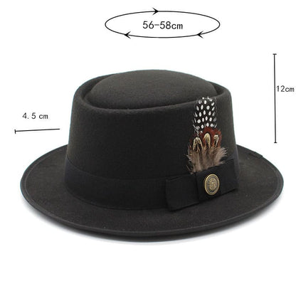 Giovanni Feather Porkpie Hat - Timeless Porkpie Silhouette With Wool And Cotton Blend