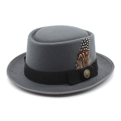 Giovanni Feather Porkpie Hat - Timeless Porkpie Silhouette With Wool And Cotton Blend