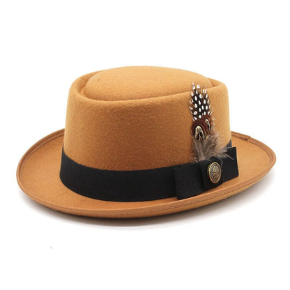 Giovanni Feather Porkpie Hat - Timeless Porkpie Silhouette With Wool And Cotton Blend