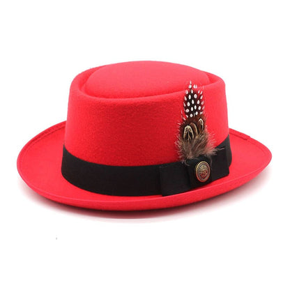 Giovanni Feather Porkpie Hat - Timeless Porkpie Silhouette With Wool And Cotton Blend