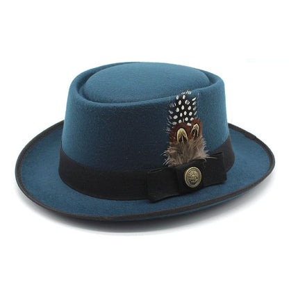 Giovanni Feather Porkpie Hat - Timeless Porkpie Silhouette With Wool And Cotton Blend