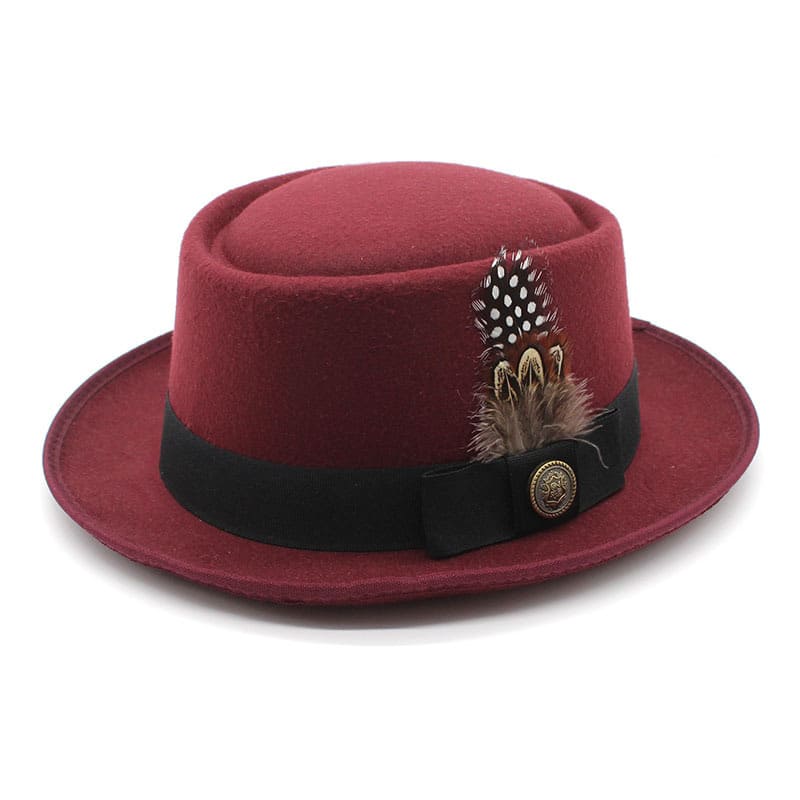 Giovanni Feather Porkpie Hat - Timeless Porkpie Silhouette With Wool And Cotton Blend