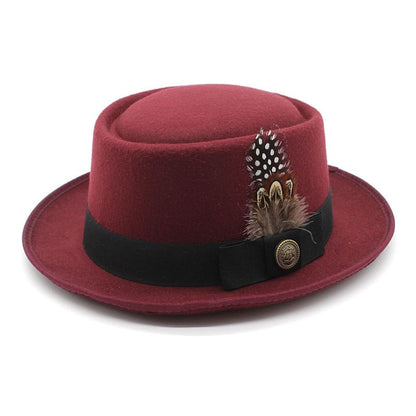 Giovanni Feather Porkpie Hat - Timeless Porkpie Silhouette With Wool And Cotton Blend