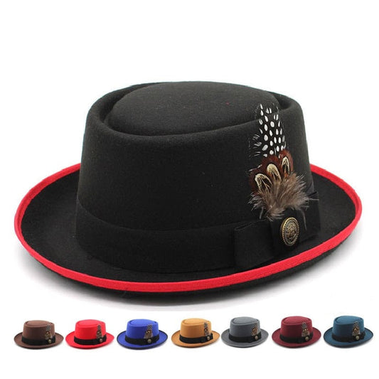 Giovanni Feather Porkpie Hat - Timeless Porkpie Silhouette With Wool And Cotton Blend