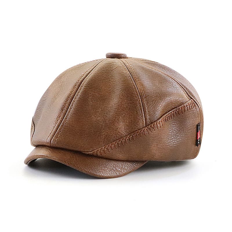 Girons Leather Newsboy Cap - With Vegan Leather Finish For Classic Refined Casual Style