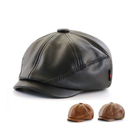 Girons Leather Newsboy Cap - With Vegan Leather Finish For Classic Refined Casual Style