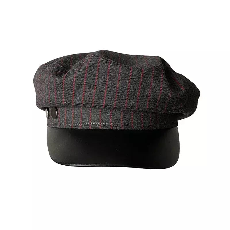 Glencoe Striped Leather Sailor Cap - Nautical Style With Classic Leather Visor Cap