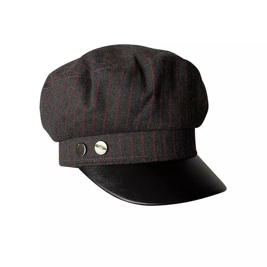 Glencoe Striped Leather Sailor Cap - Nautical Style With Classic Leather Visor Cap