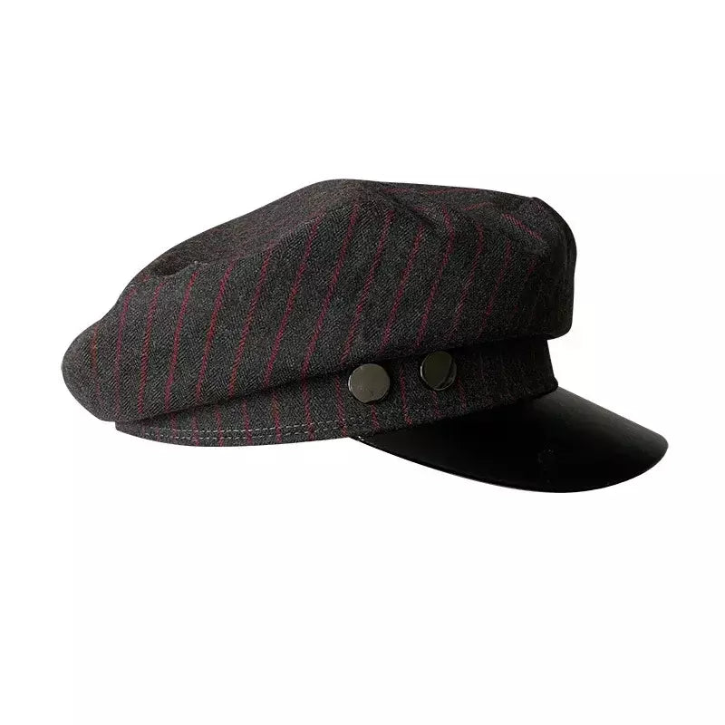 Glencoe Striped Leather Sailor Cap - Nautical Style With Classic Leather Visor Cap