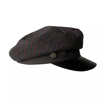 Glencoe Striped Leather Sailor Cap - Nautical Style With Classic Leather Visor Cap