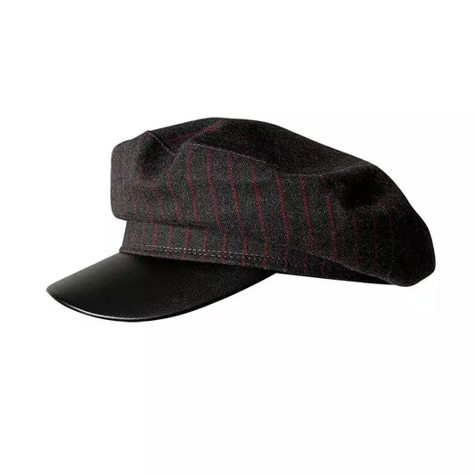 Glencoe Striped Leather Sailor Cap - Nautical Style With Classic Leather Visor Cap