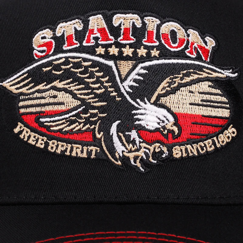 Golden Eagle Station Trucker Cap - Classic Trucker Style For Daily Casual Use And Comfort