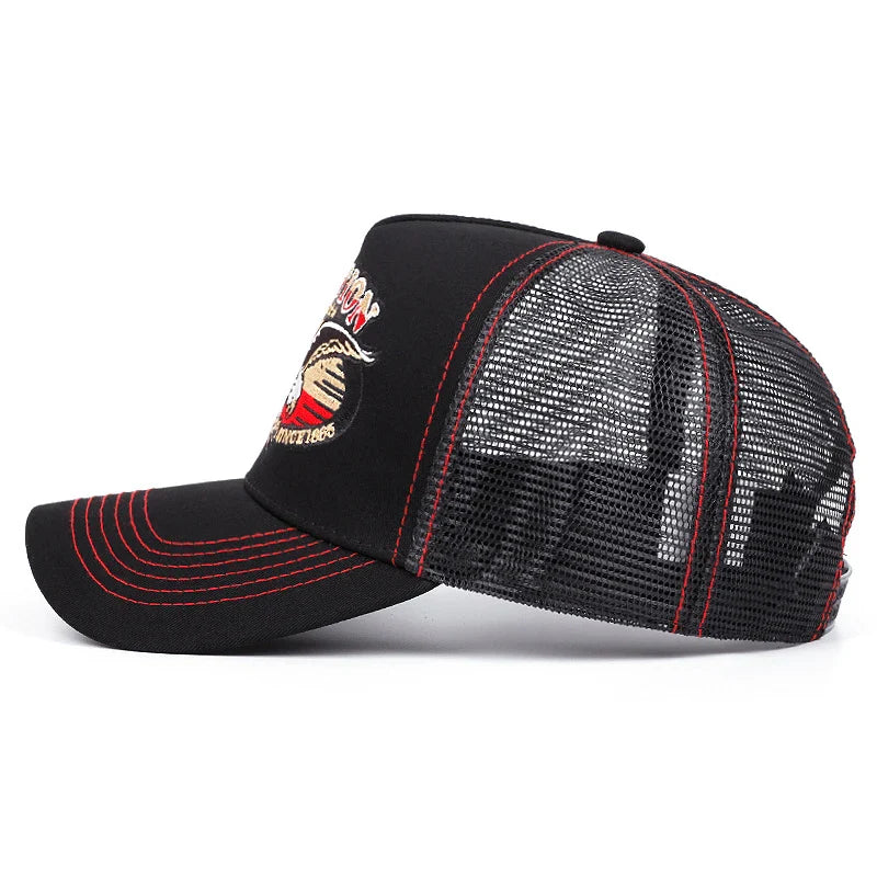 Golden Eagle Station Trucker Cap - Classic Trucker Style For Daily Casual Use And Comfort