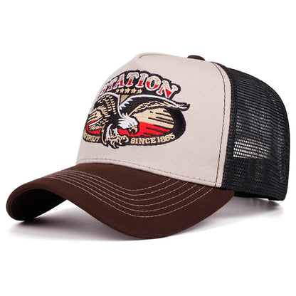 Golden Eagle Station Trucker Cap - Classic Trucker Style For Daily Casual Use And Comfort