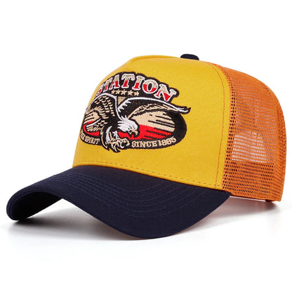 Golden Eagle Station Trucker Cap - Classic Trucker Style For Daily Casual Use And Comfort