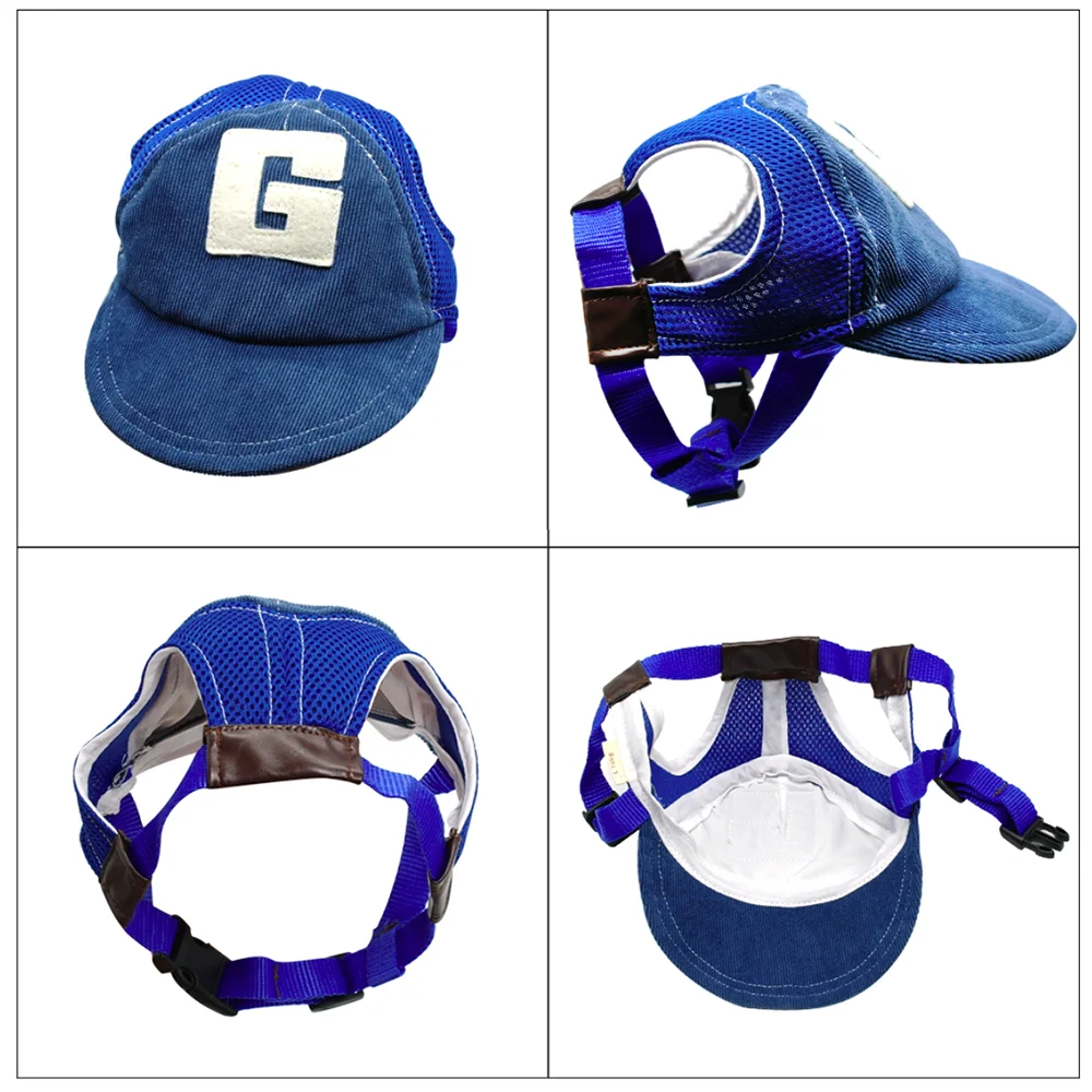 Coffee denim dog cap with lettering design