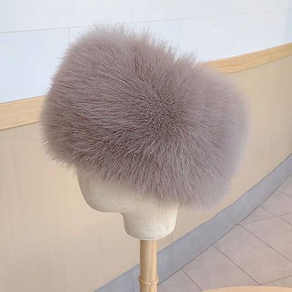Helsinki Fluffy Fur Beanie in Light Coffee