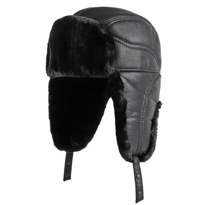 Nuuk Waterproof Leather Trapper Hat in Letter Dark Leather