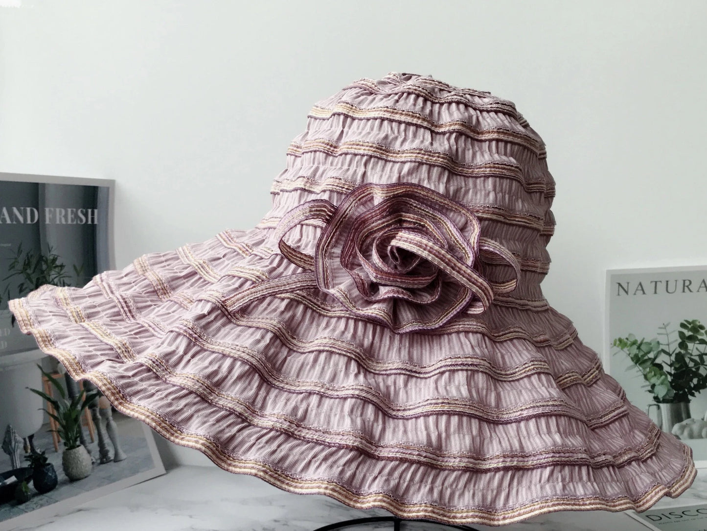 Busan Floral Packable Sun Hat in Light Purple