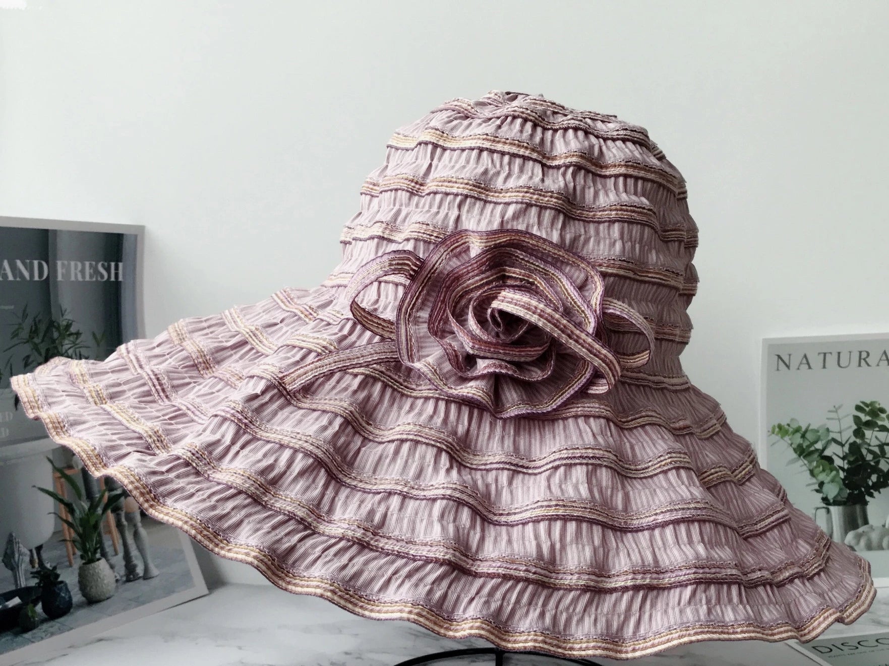 Busan Floral Packable Sun Hat in Light Purple
