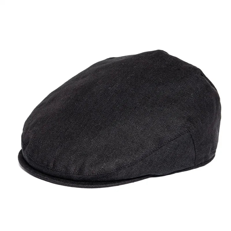 The Como | Herringbone Linen Newsboy Flat Cap | Urban Caps NZ