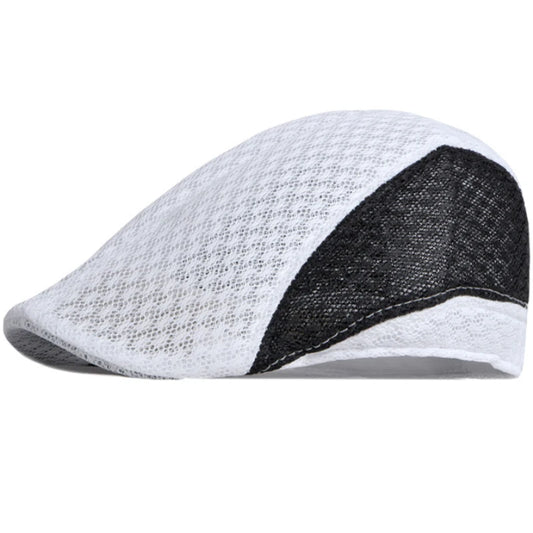 Dijon Mesh Patchwork Ivy Cap in White With Black