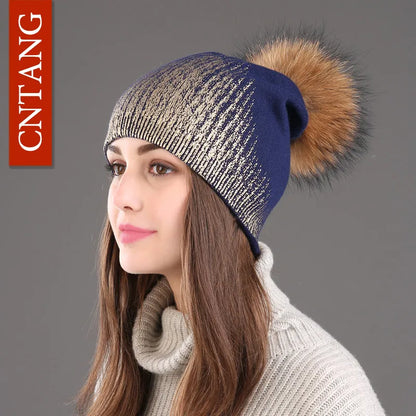 The Whistler | Real Raccoon Fur Pom Pom Wool Beanie | Urban Caps NZ