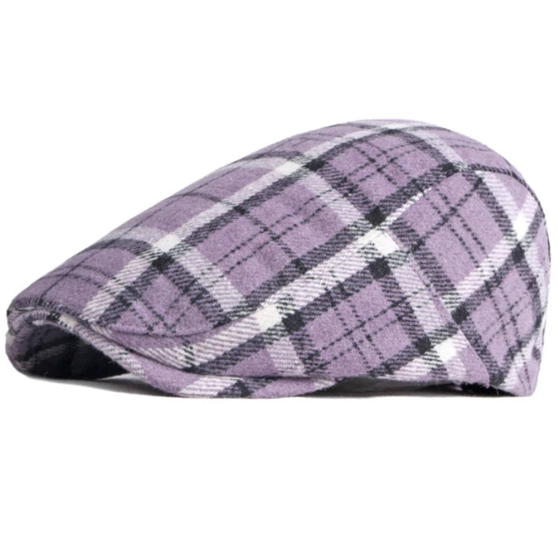 Toulouse Plaid Wool Ivy Cap in Lavender
