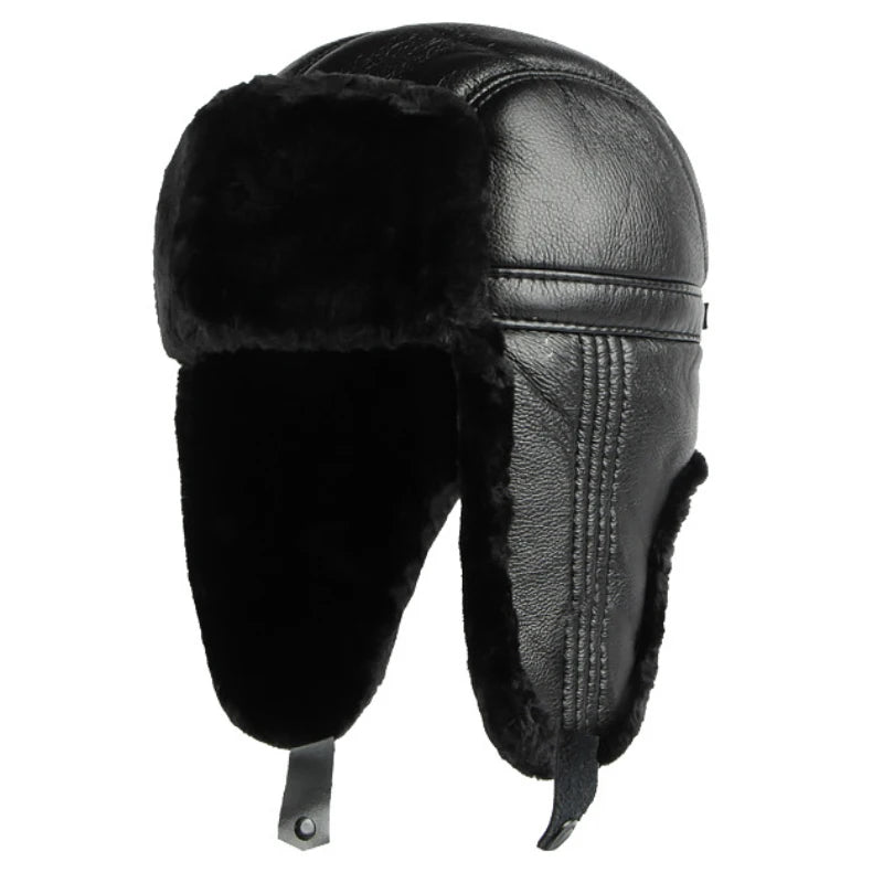 Nuuk Waterproof Leather Trapper Hat in Striped Bright