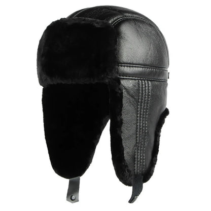 Nuuk Waterproof Leather Trapper Hat in Striped Bright