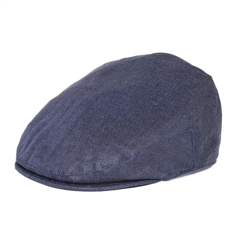 The Como | Herringbone Linen Newsboy Flat Cap | Urban Caps NZ