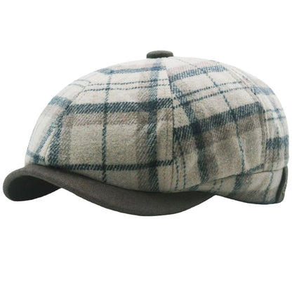 Worcester Plaid Ivy Cap in Beige