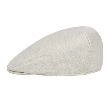 The Como | Herringbone Linen Newsboy Flat Cap | Urban Caps NZ