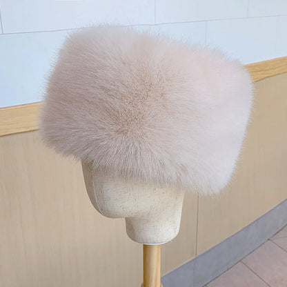 Helsinki Fluffy Fur Beanie in Beige