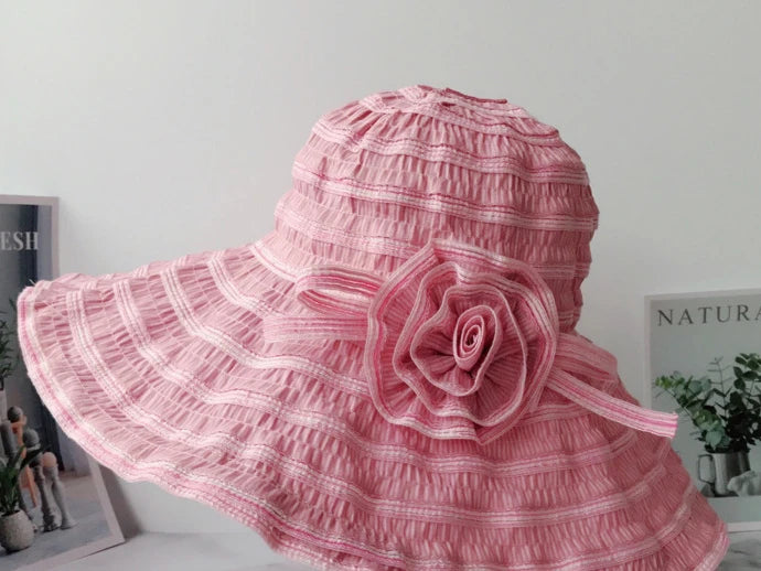 Busan Floral Packable Sun Hat in Fresh Pink