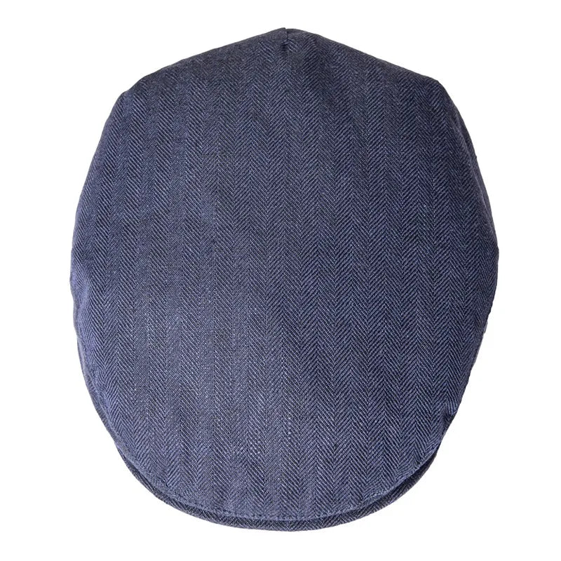 The Ravello | 100% Linen Herringbone Newsboy Flat Cap | Urban Caps NZ