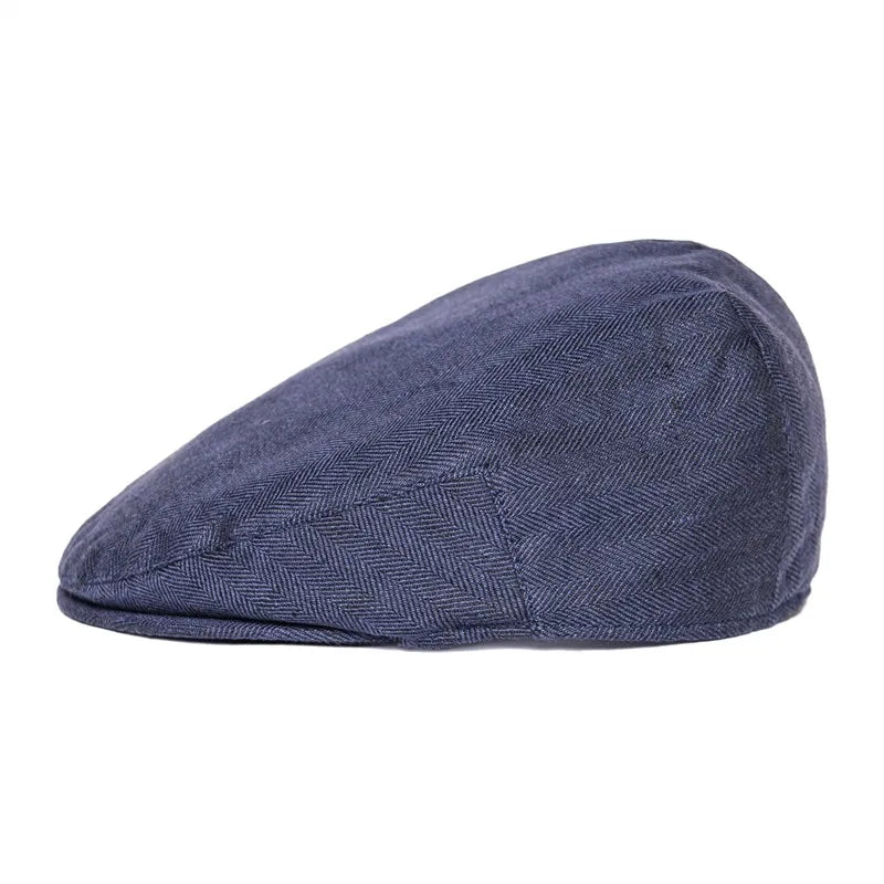 The Ravello | 100% Linen Herringbone Newsboy Flat Cap | Urban Caps NZ