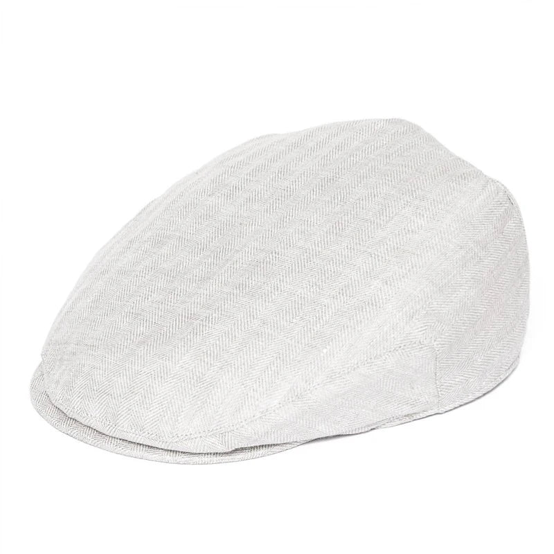 The Ravello | 100% Linen Herringbone Newsboy Flat Cap | Urban Caps NZ
