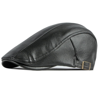 Florence Faux Leather Ivy Cap in Black